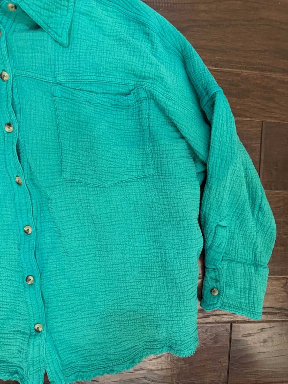 We The Free Teal Button-Up Gauze Shirt - Picture 5 of 16